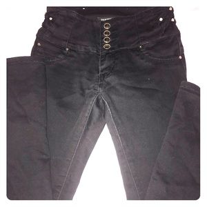 High rise black jeans with cristal details